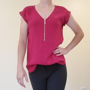 Express satin rolled sleeve top